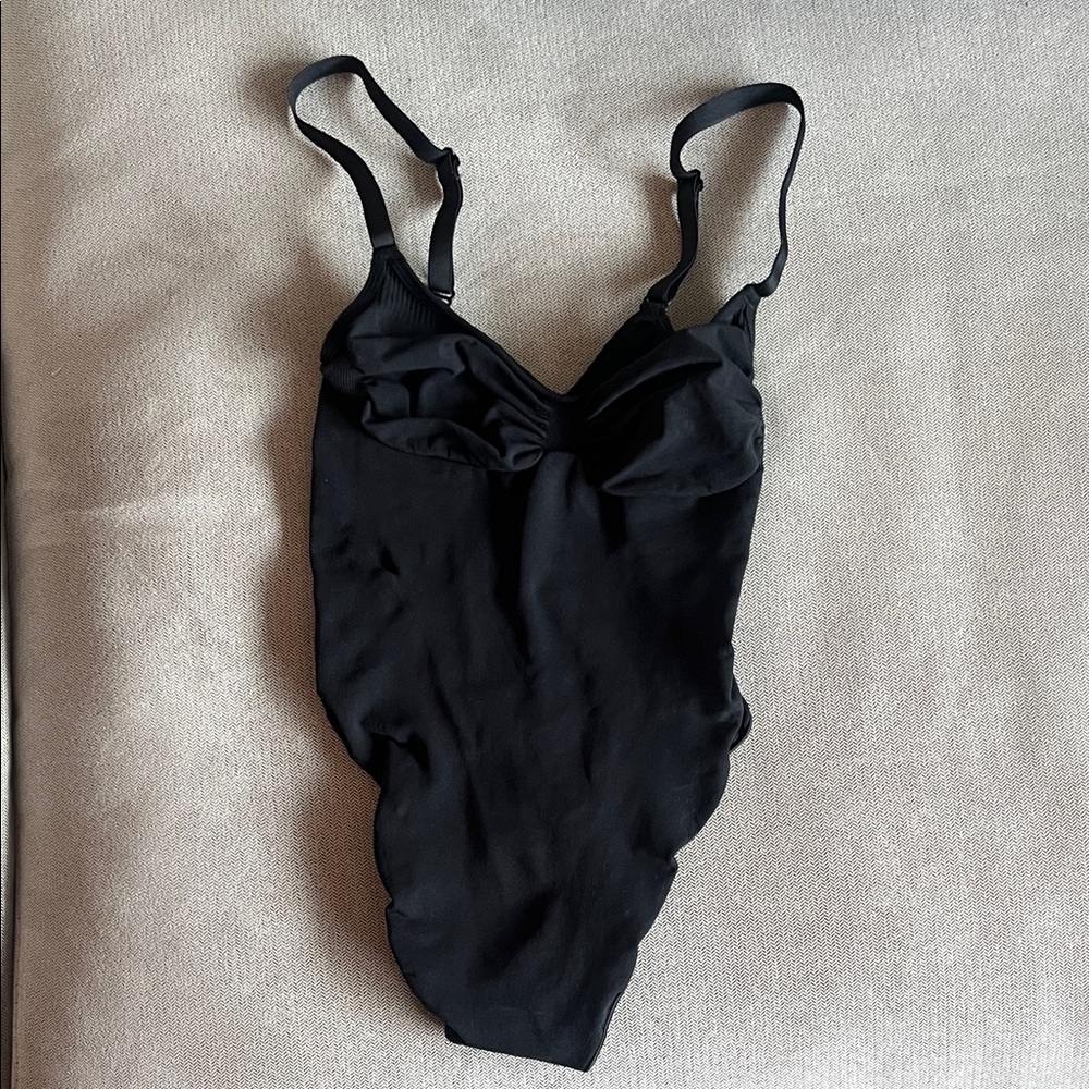 SKIMS Black Scoop Neck Bodysuit
